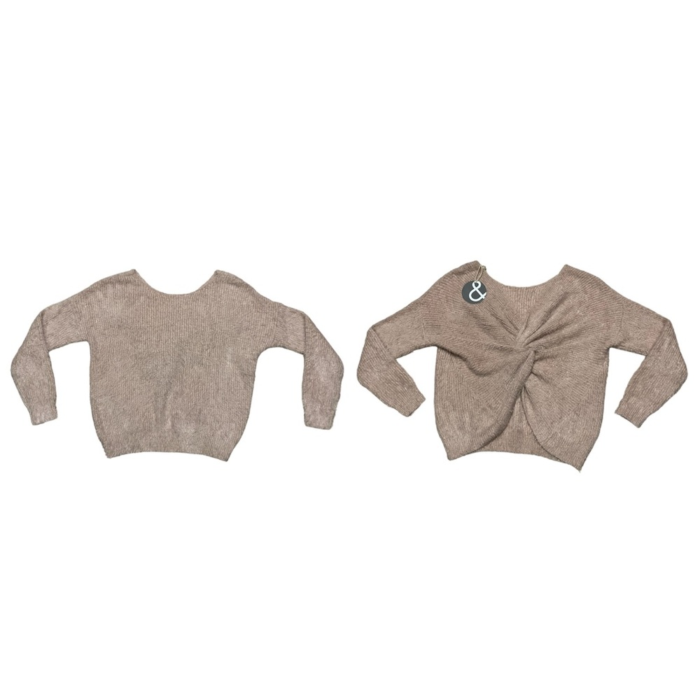 &Merci Mohair Sweater Women’s M Pink Open Back Twist Crewneck Long Sleeve Top
